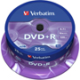 VERBATIM DVD+R AZO MATT SILVER 4.7GB SPINDLE 25-PACK 43500